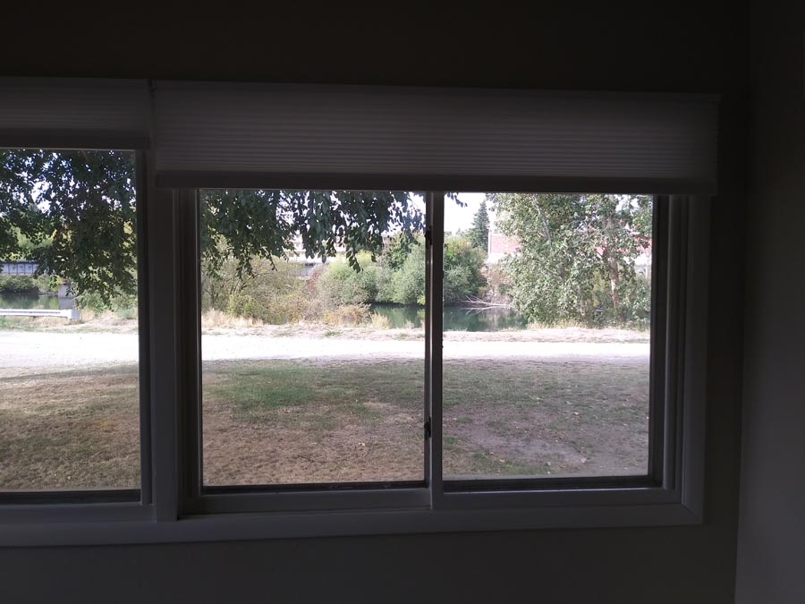 Painted room with large windows